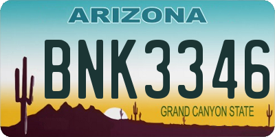 AZ license plate BNK3346
