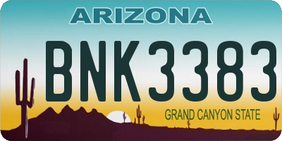 AZ license plate BNK3383