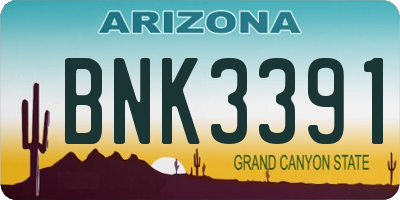 AZ license plate BNK3391