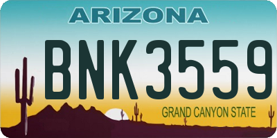AZ license plate BNK3559