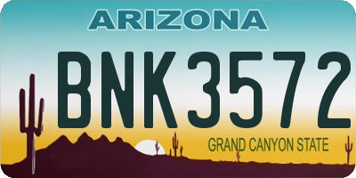 AZ license plate BNK3572