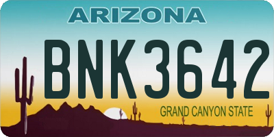 AZ license plate BNK3642
