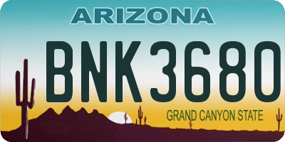 AZ license plate BNK3680