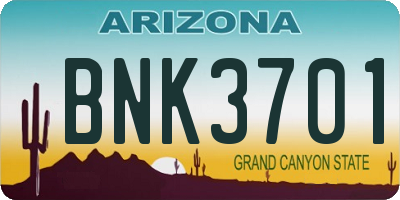 AZ license plate BNK3701