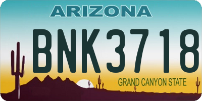 AZ license plate BNK3718