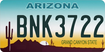 AZ license plate BNK3722