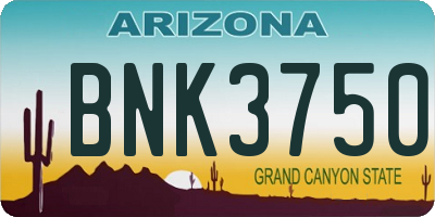 AZ license plate BNK3750