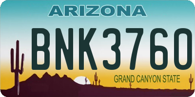 AZ license plate BNK3760