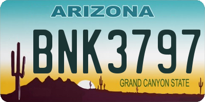 AZ license plate BNK3797