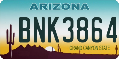 AZ license plate BNK3864