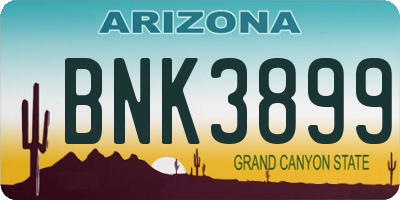 AZ license plate BNK3899