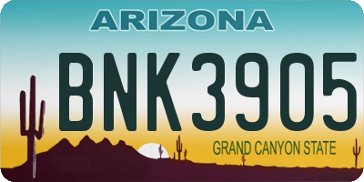 AZ license plate BNK3905