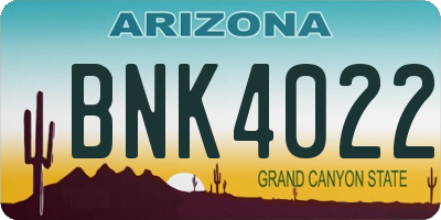 AZ license plate BNK4022