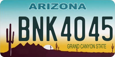 AZ license plate BNK4045