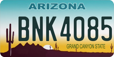 AZ license plate BNK4085