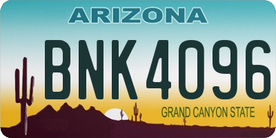 AZ license plate BNK4096