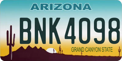 AZ license plate BNK4098