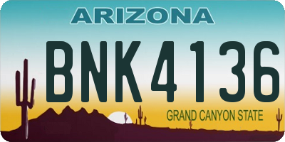 AZ license plate BNK4136