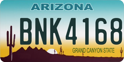 AZ license plate BNK4168