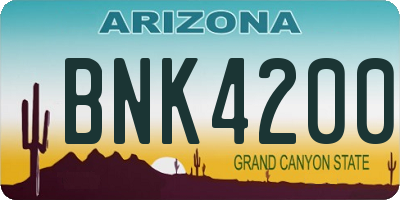 AZ license plate BNK4200