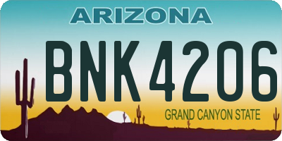 AZ license plate BNK4206