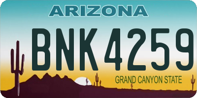 AZ license plate BNK4259