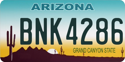 AZ license plate BNK4286