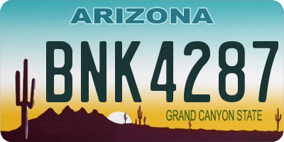 AZ license plate BNK4287