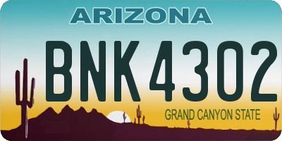 AZ license plate BNK4302