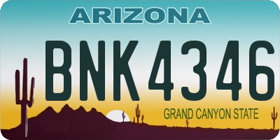 AZ license plate BNK4346