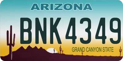 AZ license plate BNK4349