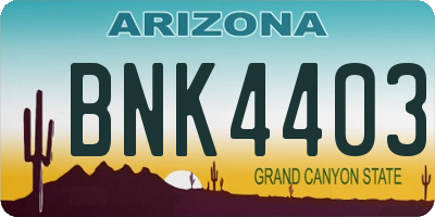 AZ license plate BNK4403
