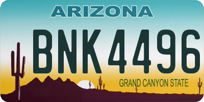 AZ license plate BNK4496