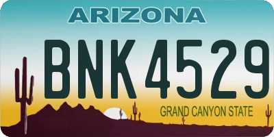AZ license plate BNK4529