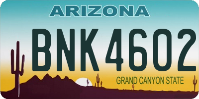AZ license plate BNK4602