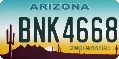 AZ license plate BNK4668