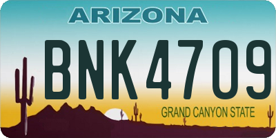 AZ license plate BNK4709