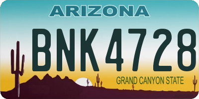 AZ license plate BNK4728