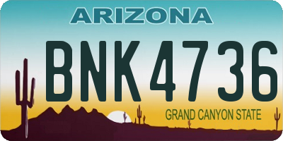 AZ license plate BNK4736
