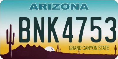 AZ license plate BNK4753