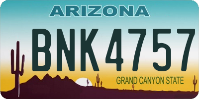 AZ license plate BNK4757