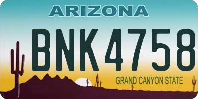 AZ license plate BNK4758