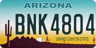 AZ license plate BNK4804