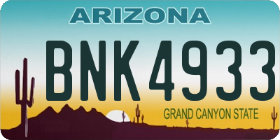 AZ license plate BNK4933