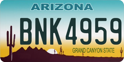 AZ license plate BNK4959
