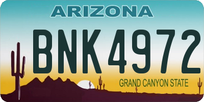 AZ license plate BNK4972