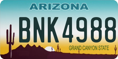 AZ license plate BNK4988