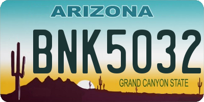 AZ license plate BNK5032