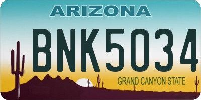 AZ license plate BNK5034