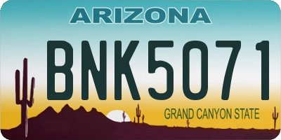 AZ license plate BNK5071